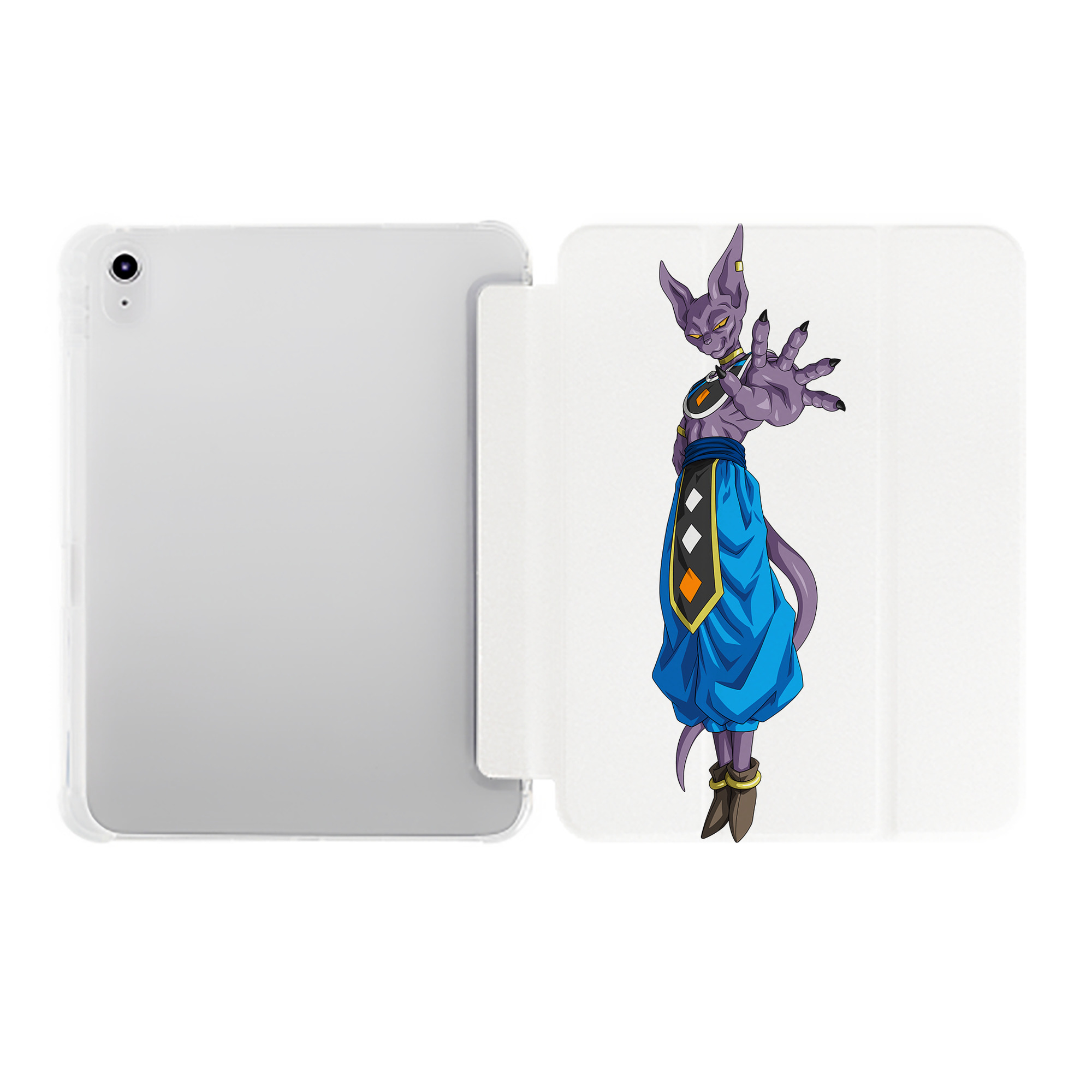 （画像用） ドラゴンボール ビルス 破壊神ビルス DRAGON BALL Beerus Birusu IPad ケース ペン収納付き 三つ折りスタンド PUレザー×シリコン 対応機種9.5/10.5/10.9インチ